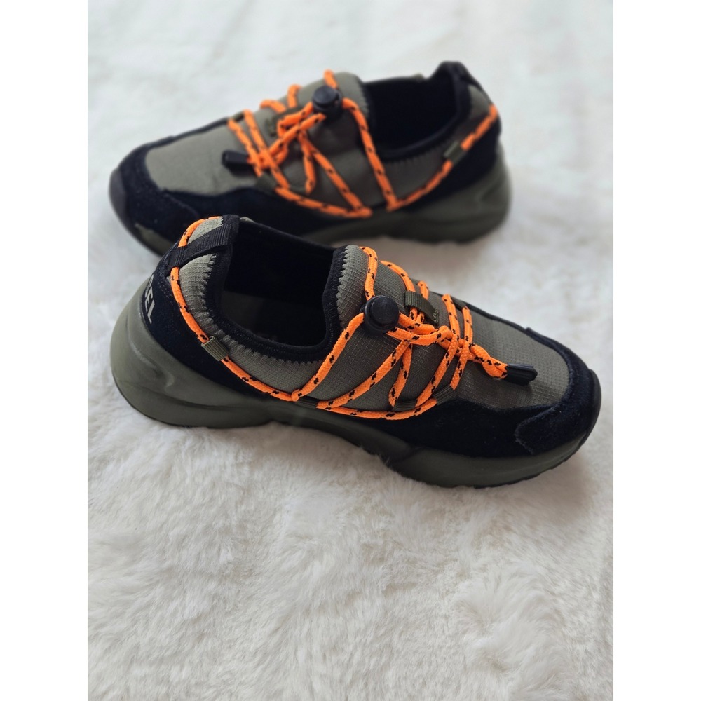 Diesel S-Millenium SH Kids Sneakers Olive Green Black Orange Bungee Size US 1.5